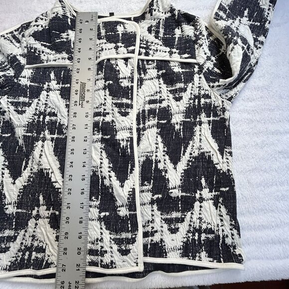 IC by Connie K Women Black & White Textured Open Front Jacket Medium Lightweight - Picture 8 of 8